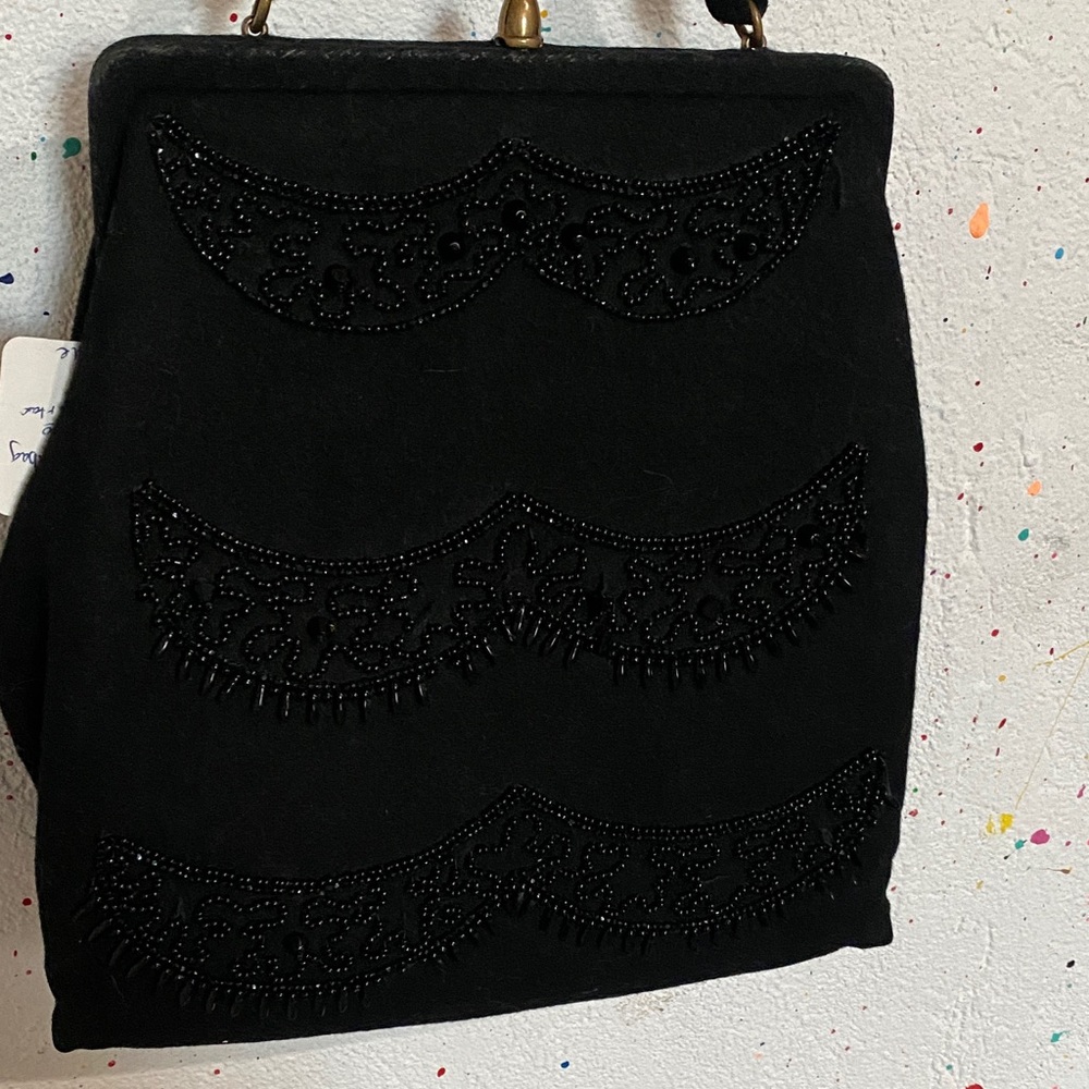 Elegant Black Beaded Handbag